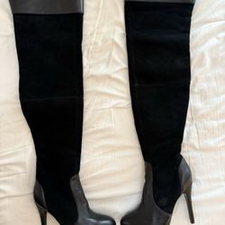 Colin Stuart Boots Womens Black Soft Suede Leather Thigh High Boots Size 6 M