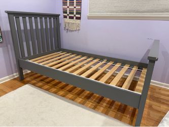 Pottery barn twin bed, bed frame, head board.
