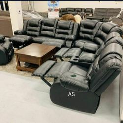 💥💥 Same Day Delivery💥💥Vacherie Black Reclining Sectional