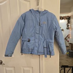 Light Blue North Face Winter Hooded Jacket