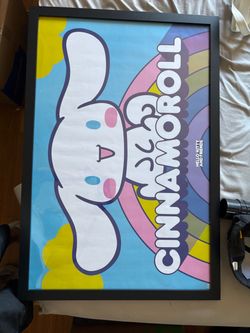 Large framed cinnamoroll poster.