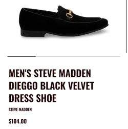 Men’s Steve Madden Diego-V Black Velvet Dress Shoe