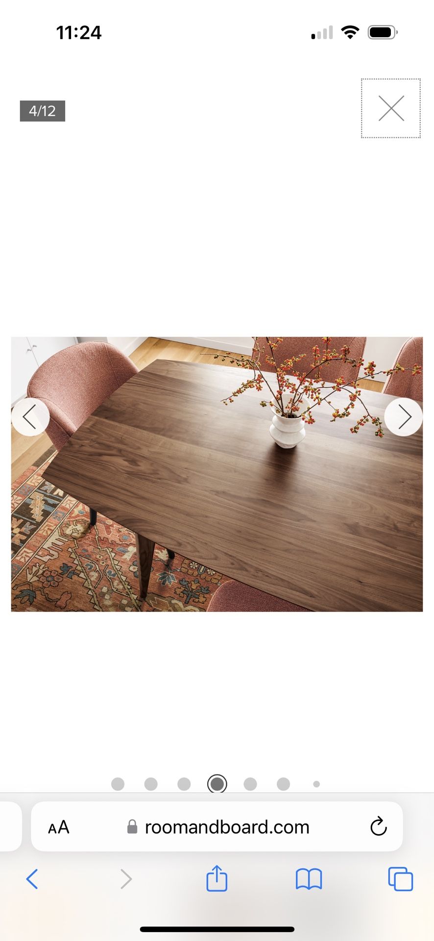 Room And Board Ventura Walnut dining table