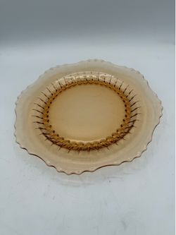 New Martinsville Radiance Amber 8-1/2” Plate Elegant Glass Depression