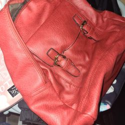 Backpack leather red.