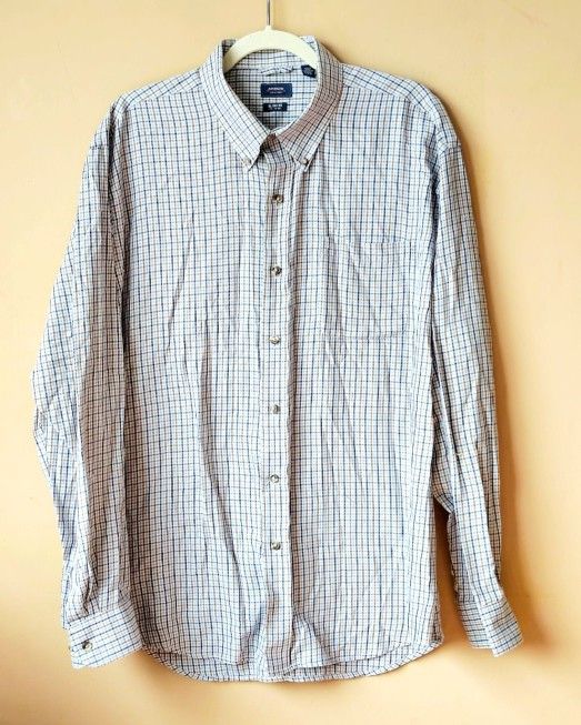 Arrow Plaid Checkers Men's Botton Down Dress Shirt Top Size Xl Extra Large 17 17 1/2 Long Sleeve 