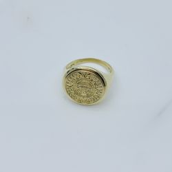 10k Gold Ring Aztec Calendar - Anillo En Oro Calendario Azteca 