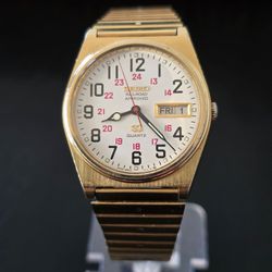 Vintage Seiko SQ Gold Plated 6(contact info removed) Railroad Approved 33mm Watch Japan Runs