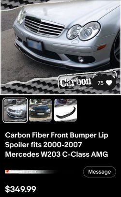 Carbon Fiber Front Bumper Lip Spoiler fits 2000-2007 Mercedes W203 C-Class AMG