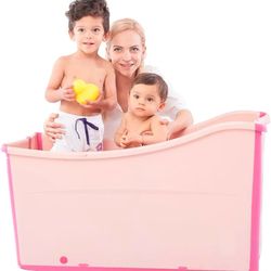 Large Foldable Bathtub for Toddler Collapsible Baby Bathtub Portable Bath tub Lightweight for Children Twins Petite Adult