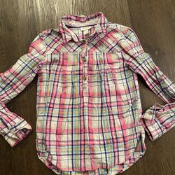 Girls Pink Long Sleeve Plaid Shirt Size 10/12 By Cat & Jack #19