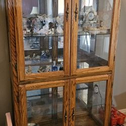 2 Vintage Glass Curio Cabinets $90 each obo