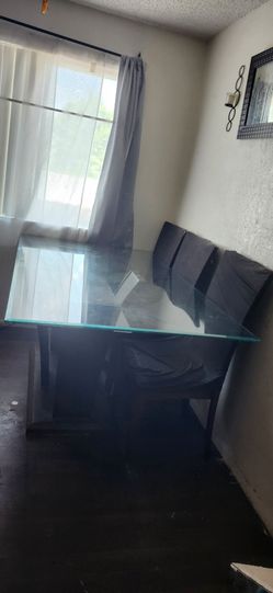 Glass Top Dining Table with Chairs