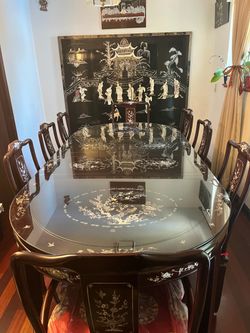 Lacquer Dining Table and Chair Set