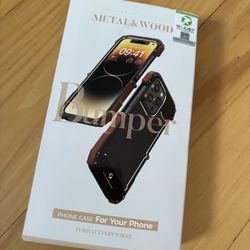 I Phone 15 Pro Max Metal & Wood Phone Case 