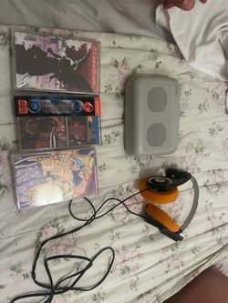 Cassette Tapes, Portable cassette  player, and Headphones Bundle