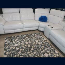 POWER RECLINER SECTIONAL GENUINE LEATHER WHITE COLOR ✅💥🚚 DELIVERY SERVICE AVAILABLE 🚚💥🚚