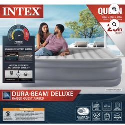 Intex Queen 20 inch Dura-Beam Deluxe Raised Air Bed Mattress with Built-in Pump