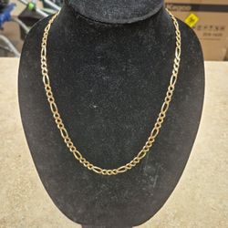 14k Yellow Gold Figaro Link Necklace 24"