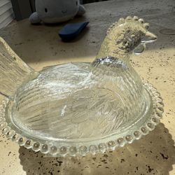 Rooster glass dish 