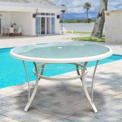 Clihome  Round Outdoor Dining Table 51.2-in W x 51.2-in L Umbrella Hole ⭐️NEW IN BOX⭐️