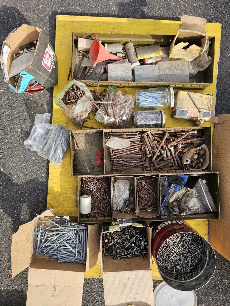 Assortment Of Nails, Screw's And Bolt