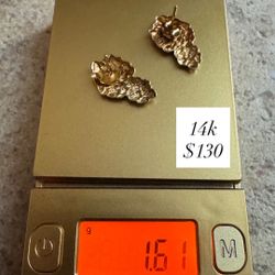 14k Gold Nugget Earrings