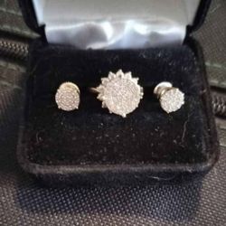 Custom 14 Karat Gold Diamond Ring And Earring Set