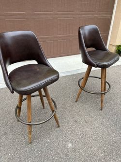 Vintage Calorator Bar Stools (Pair) — Mid-Century LA Made, Professionally Re-Brassed