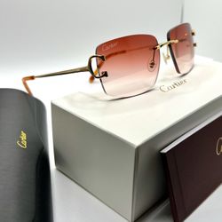 Cartier Big C Decor 24K Gold/Red Wires Buffalo Horn Buffs Glasses PRICE FIRM