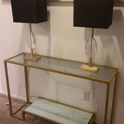 Glass Console Table With Lamps