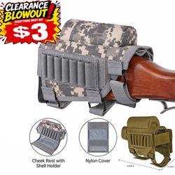 Tactical Rifle Butt Stock Cheek Rest Pad Left/Right Hand Ammo Carrier Pouch Bag