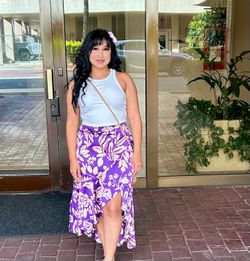 💜 Zara floral asymmetrical midi skirt – worn once!