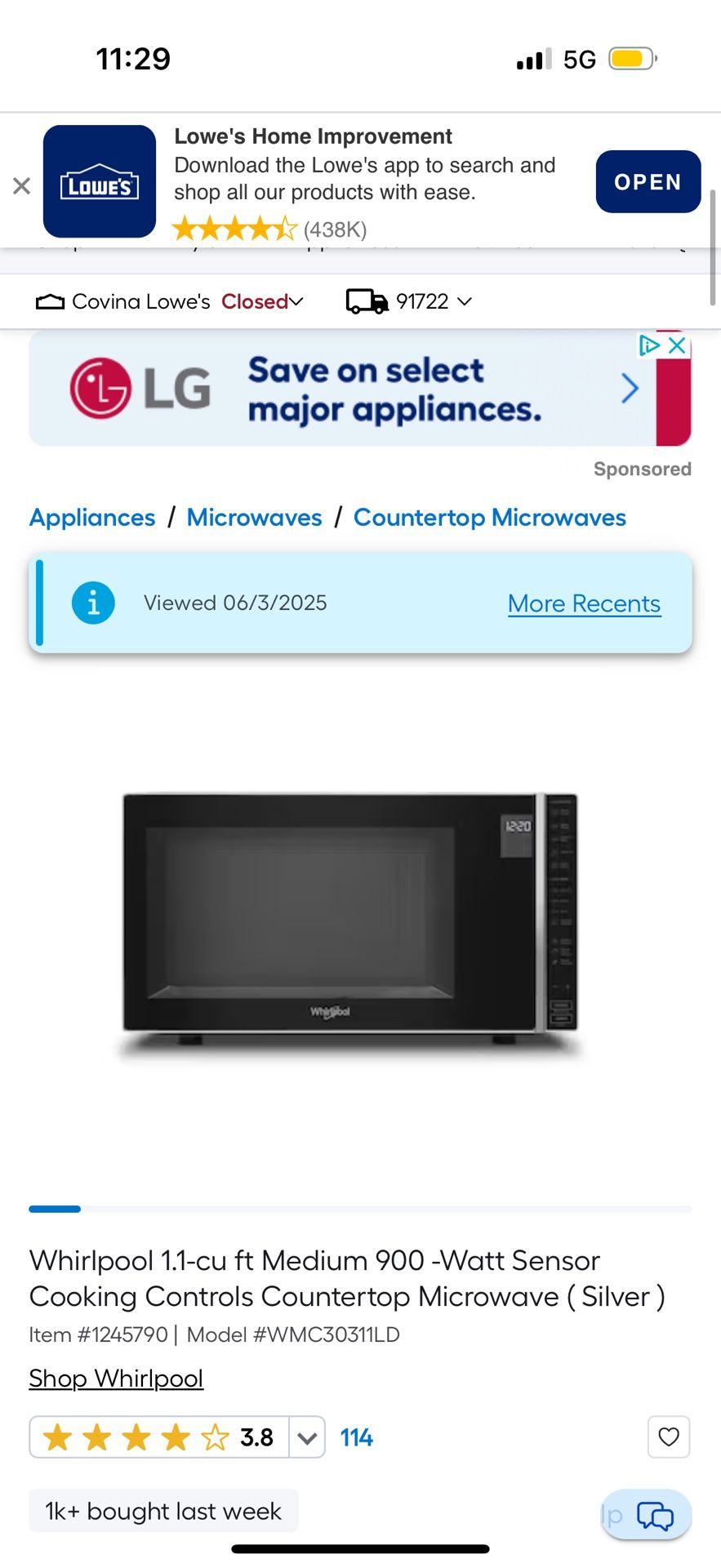 Whirlpool Microwave