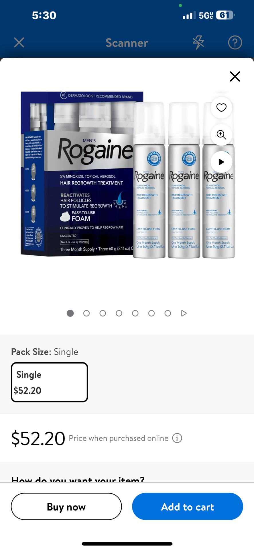 Men's Rogaine 5% Minoxidil Foam Treatment, 3-Month Supply