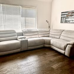 Recliner Suede Leather Modern Sectional Sofa Set