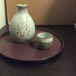 Japanese Sake Bottle & Cup