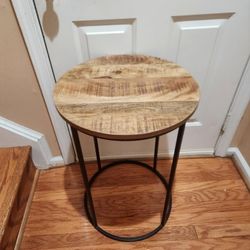Wooden Top with Metal Cage Accent Table