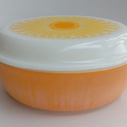 Vintage Pyrex Covered Dish In Sunflower