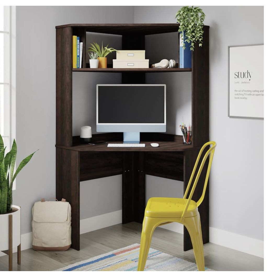 Sauder - Beginnings Corner Computer Desk w/ Hutch & Shelf - Cinnamon Cherry (pick up in La Verne)