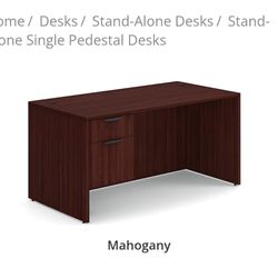 60in x 30in Single Hanging Pedestal Desk