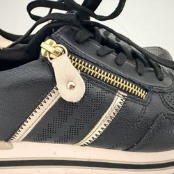 Women's Black & Gold Sneakers Size 6.5