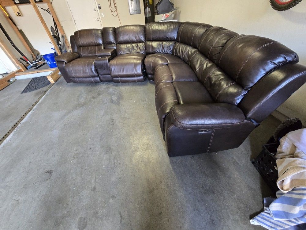 LEATHER POWER RECLINING SECTIONAL