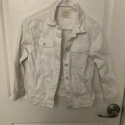 Zara Girls Casual Collection Button Up Wht Denim Cotton Basic Jkt Sz 9/10 Cm 140
