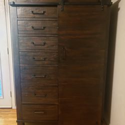 Tall Wood Dresser with Sliding Door