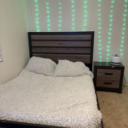 modern Bed Set Frame End Table, Dresser, And Mirror