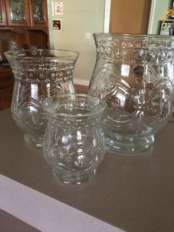 Set of 3 vintage looking glass vases