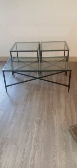 Glass Coffee Table With Two End Tables