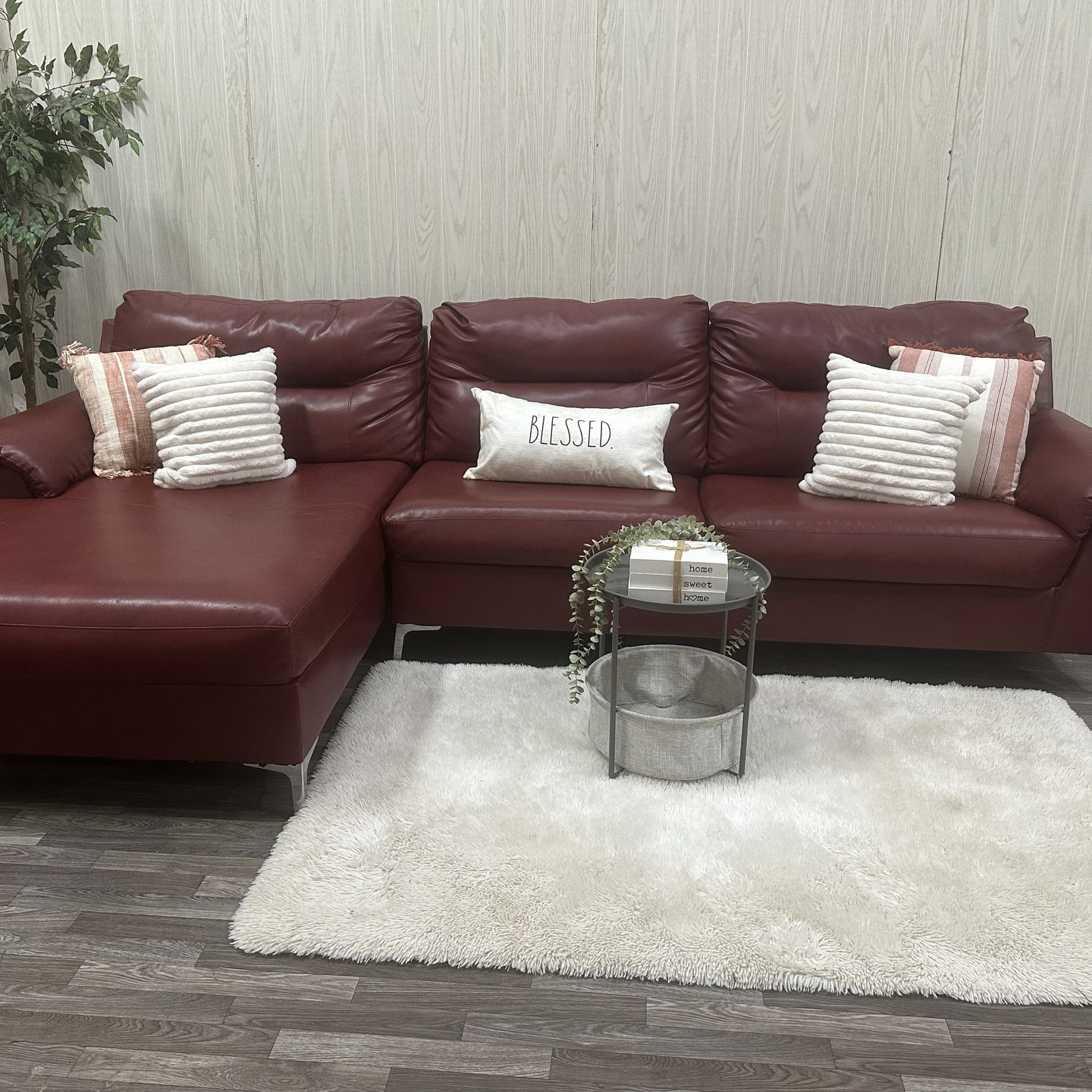 Large Leather Sectional Couch - Delivery Available