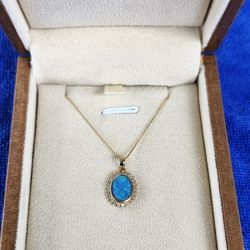 14k Gold Necklace Boulder Opal